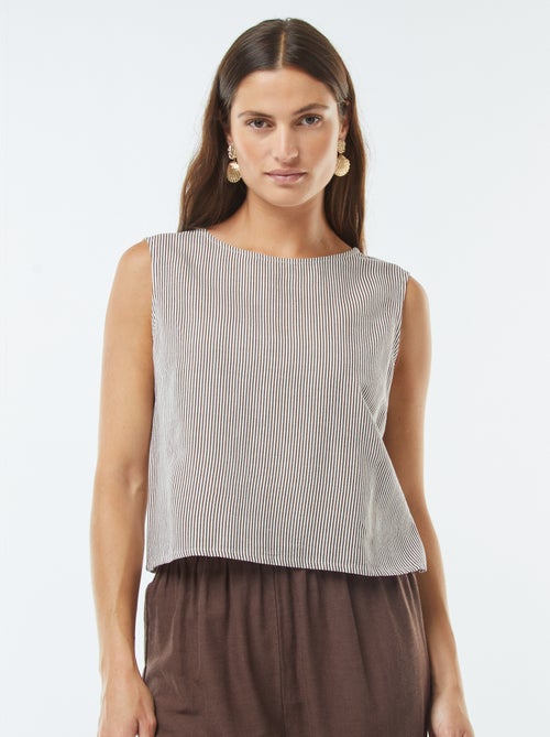 Blouse crop en lin mélangé sans manches - Kiabi