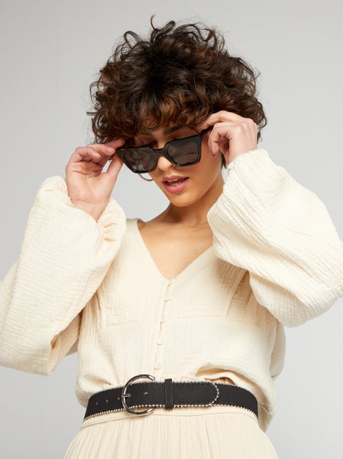 Blouse crop top en gaze de coton - Kiabi