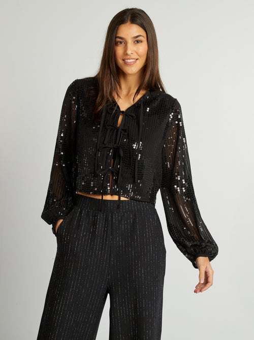 Blouse crop top en sequins - Kiabi