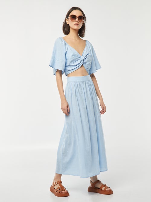 Blouse cropped avec noeud fantaisie et manches forme papillon - Kiabi