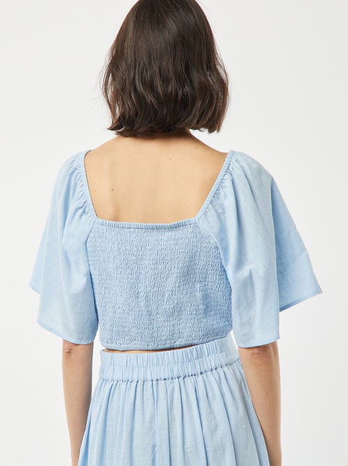 Blouse cropped avec noeud fantaisie et manches forme papillon - Kiabi