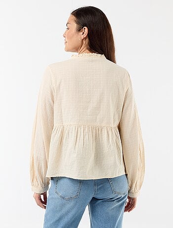 Blouse de maternité brodée en gaze de coton