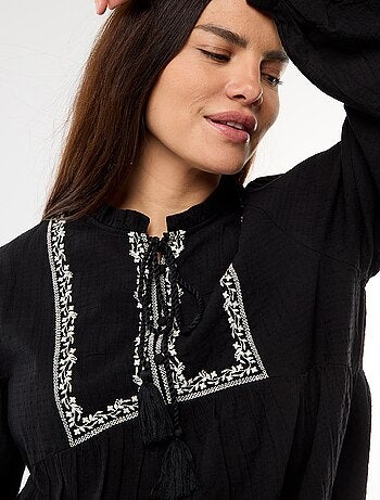 Blouse de maternité brodée en gaze de coton