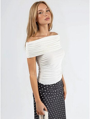 Blouse drapée à épaules dénudées busem