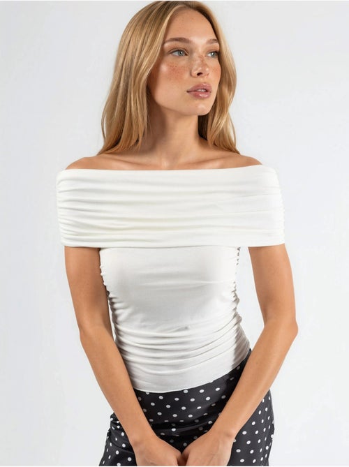 Blouse drapée à épaules dénudées busem - Kiabi Blouse drapée à épaules dénudées busem - Kiabi