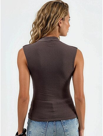 Blouse drapée sans manches avec col en v busem