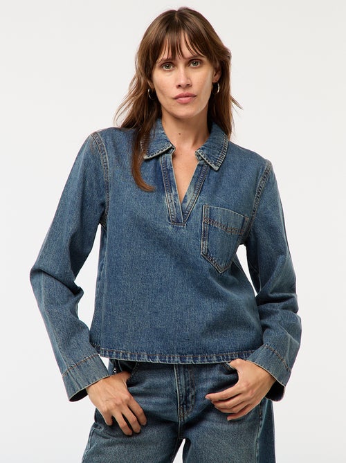 Blouse droite en denim - Kiabi