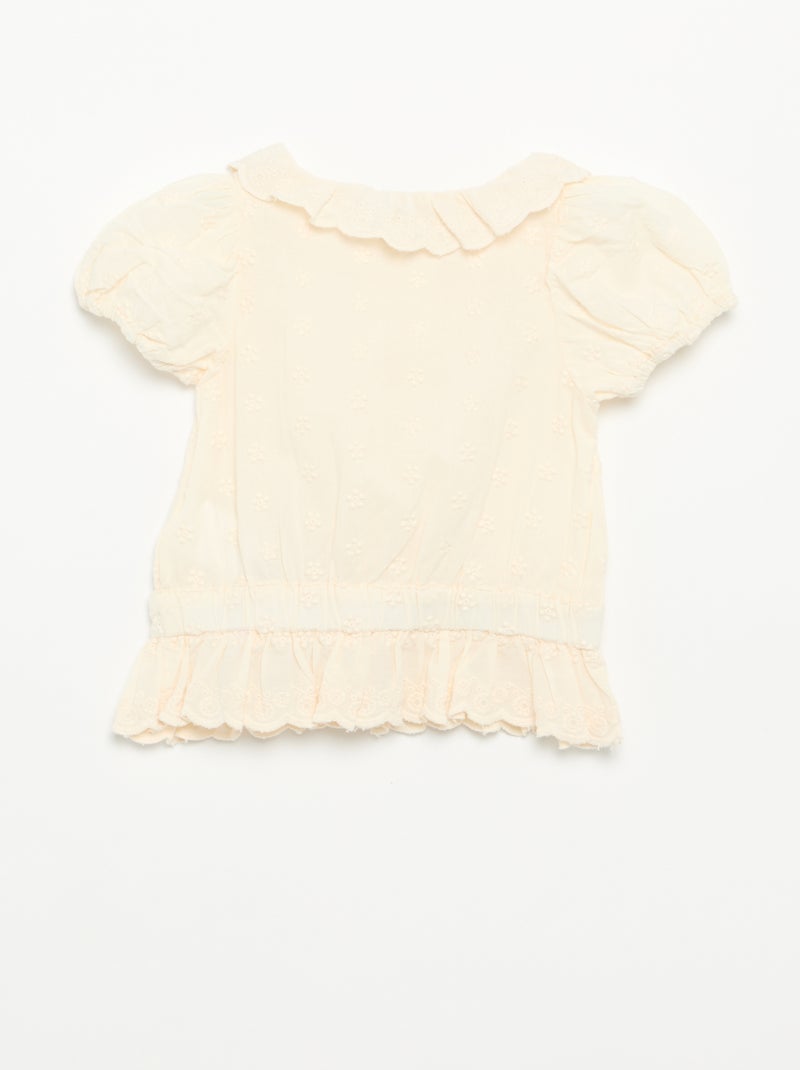 Blouse en broderie anglaise manches courtes Blanc - Kiabi