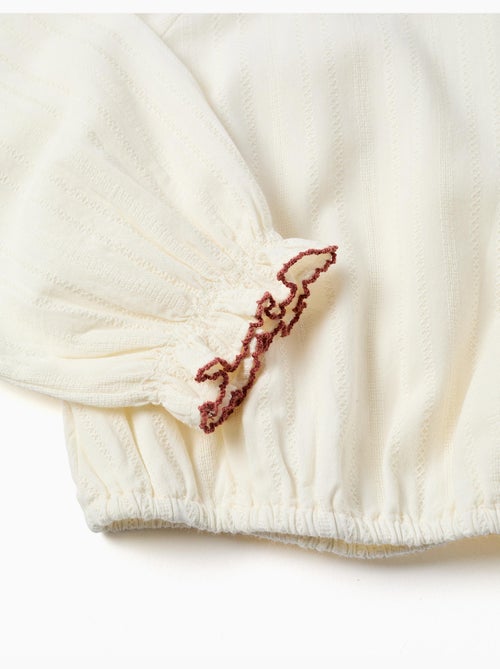 Blouse en coton à manches longues avec col brodé - Kiabi Blouse en coton à manches longues avec col brodé - Kiabi