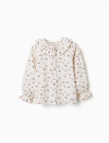 Blouse en coton à manches longues et motif fleuri