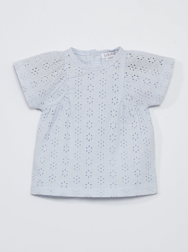 Blouse en coton Bleu - Kiabi