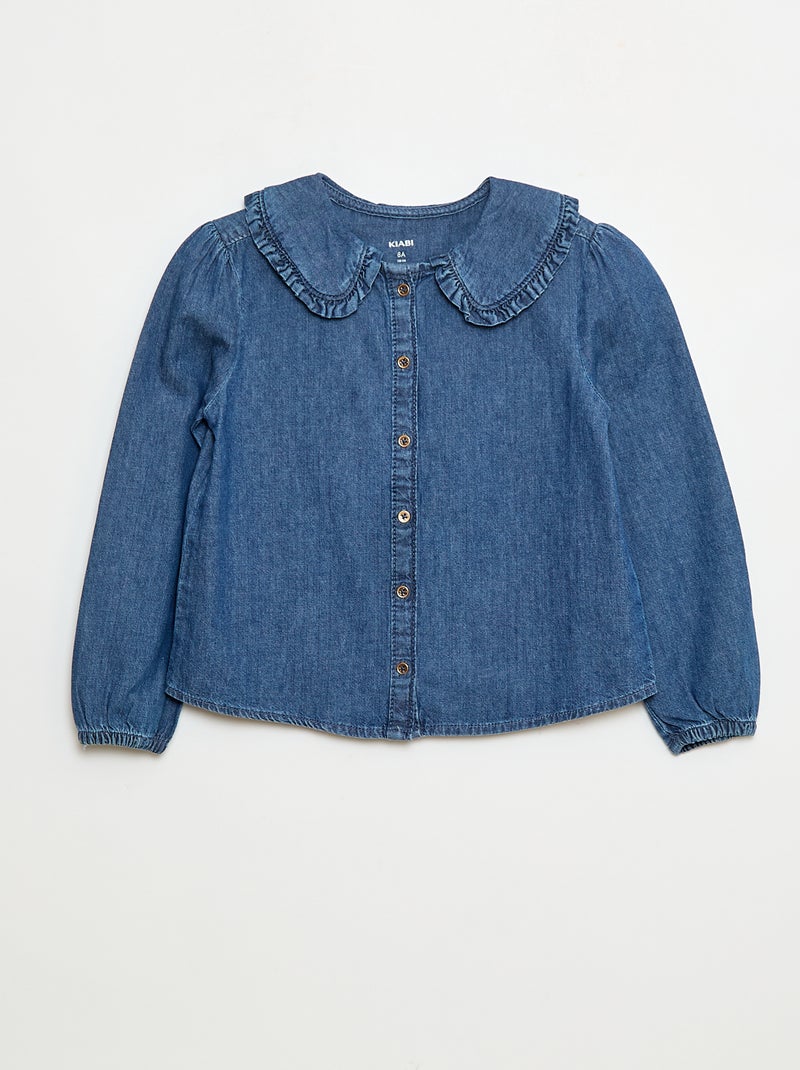 Blouse en denim avec col claudine