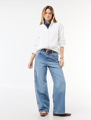 Blouse en denim avec col volanté