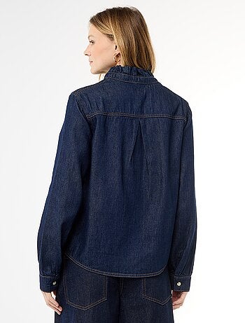 Blouse en denim avec col volanté