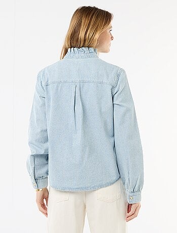 Blouse en denim avec col volanté