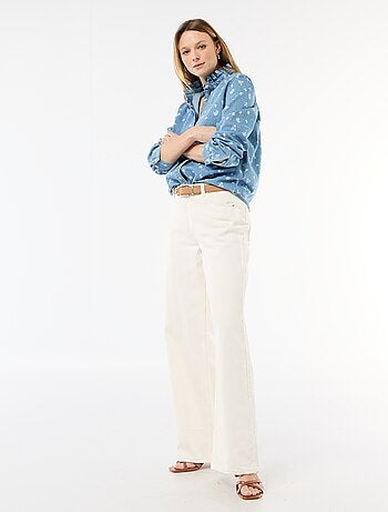 Blouse en denim avec col volanté