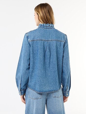 Blouse en denim avec col volanté