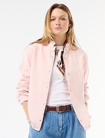 Blouse en denim avec col volanté