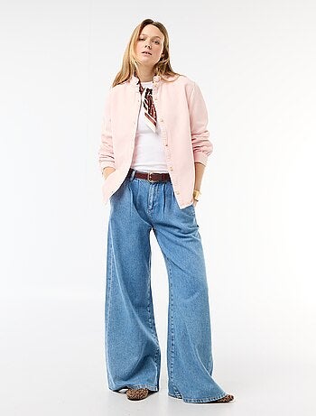 Blouse en denim avec col volanté