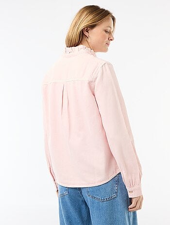 Blouse en denim avec col volanté