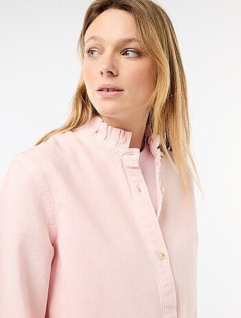 Blouse en denim avec col volanté