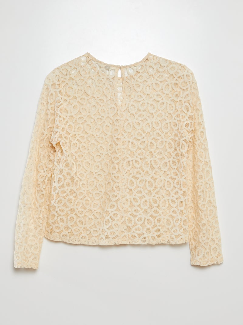 Blouse en dentelle femme col montant manches longues