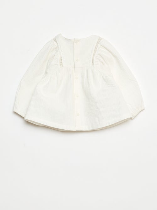 Blouse en dobby avec empiècement dentelle - Kiabi