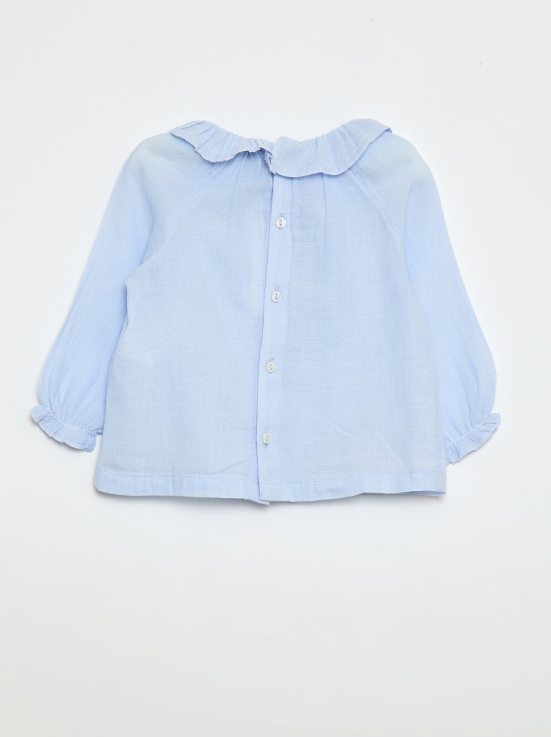 Blouse en dobby avec ouverture boutonnée au dos Bleu - Kiabi