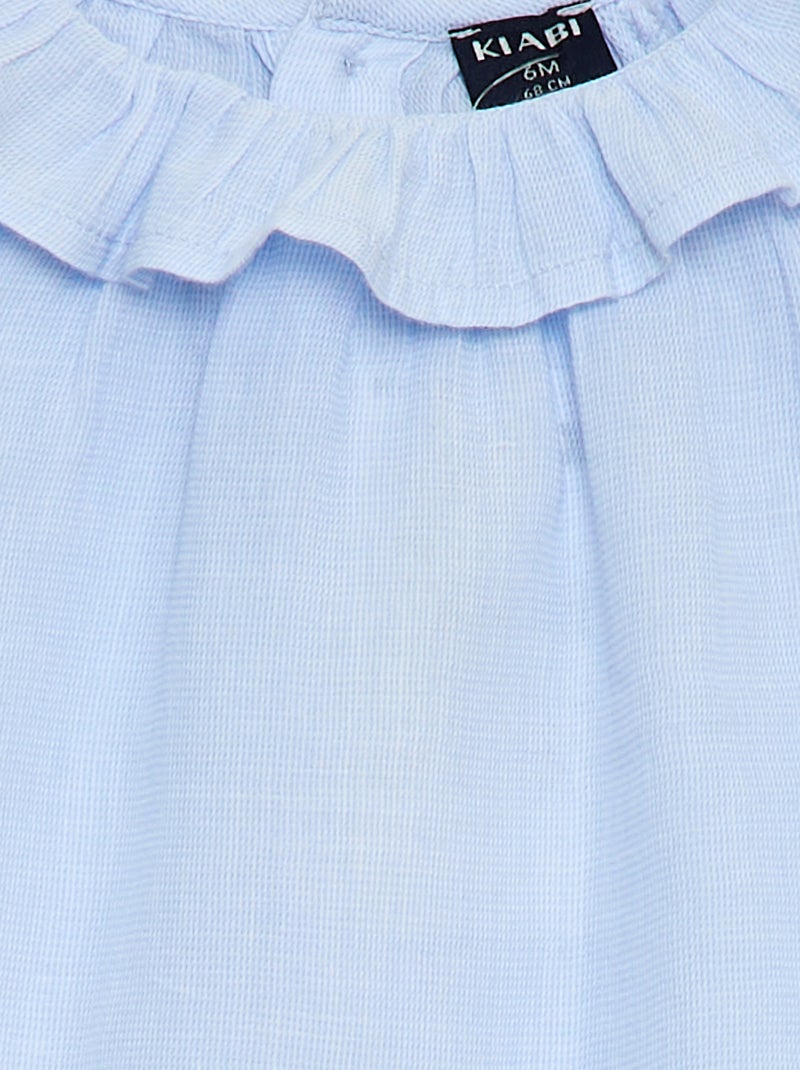 Blouse en dobby avec ouverture boutonnée au dos Bleu - Kiabi