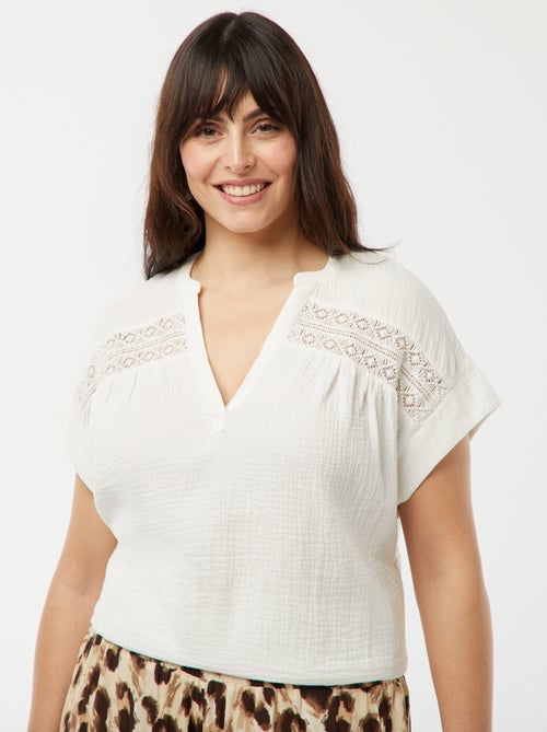 Blouse en double gaze de coton - Kiabi