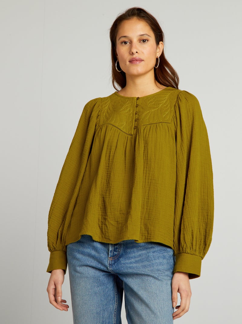 Tunique Kiabi T44 - Vert Et Noir Doré, Manches Courtes, Occasion Très Bon état