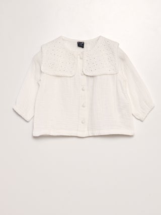 Blouse en gaze de coton avec col brodé