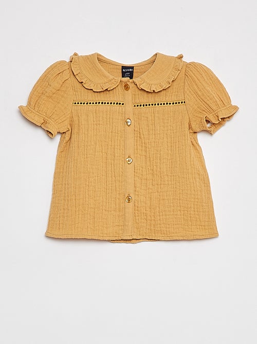Blouse en gaze de coton avec col claudine - Kiabi