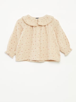 Blouse en gaze de coton avec col claudine