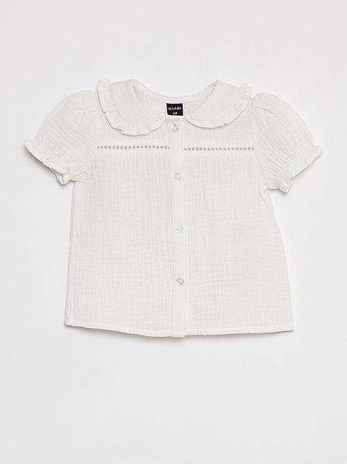 Blouse en gaze de coton avec col claudine - Kiabi