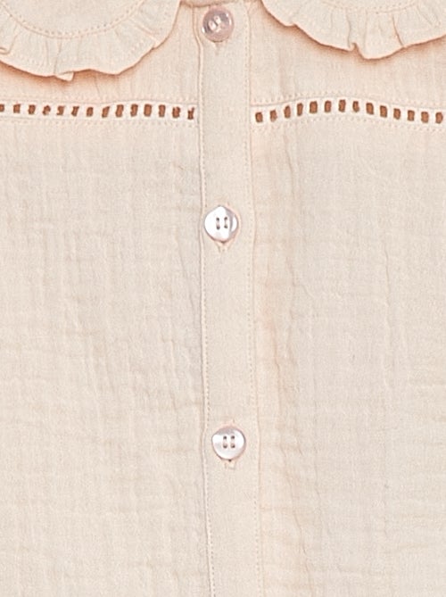 Blouse en gaze de coton avec col claudine - Kiabi