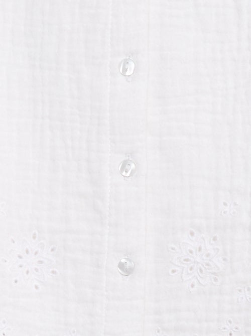 Blouse en gaze de coton avec manches courtes volantées - Kiabi