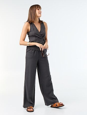 Blouse en gaze de coton avec ouverture croisée