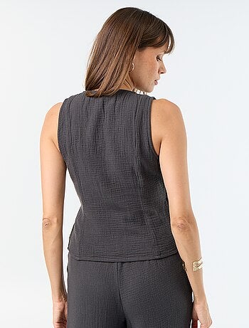 Blouse en gaze de coton avec ouverture croisée