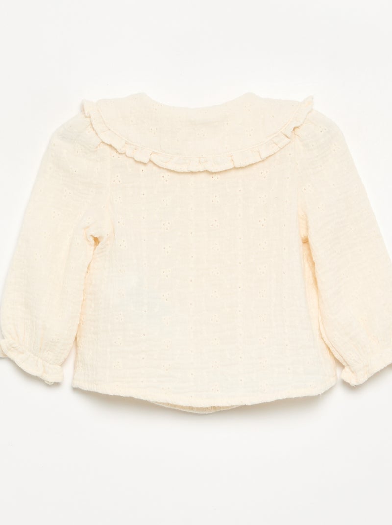 Blouse en gaze de coton Beige - Kiabi