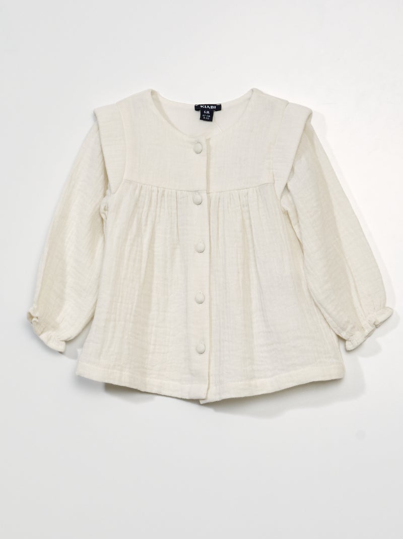 Blouse en gaze de coton Blanc - Kiabi