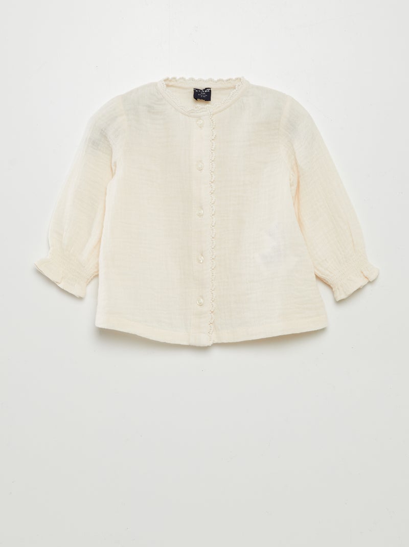 Blouse en gaze de coton Blanc - Kiabi