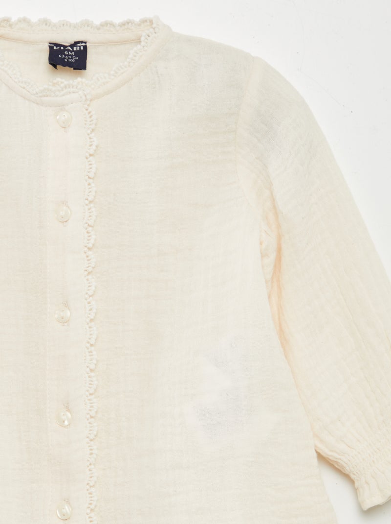 Blouse en gaze de coton Blanc - Kiabi