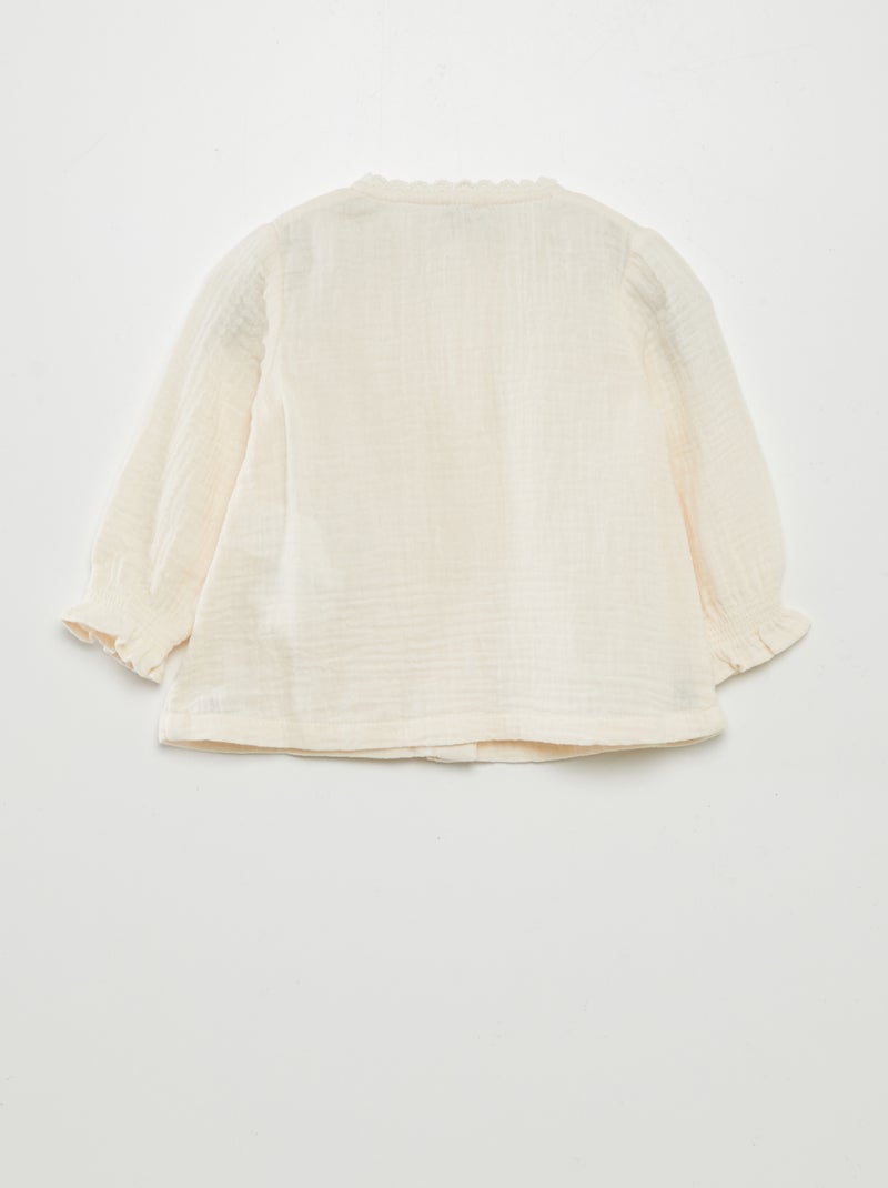 Blouse en gaze de coton Blanc - Kiabi