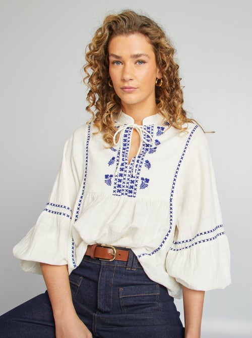 Blouse en gaze de coton - Kiabi