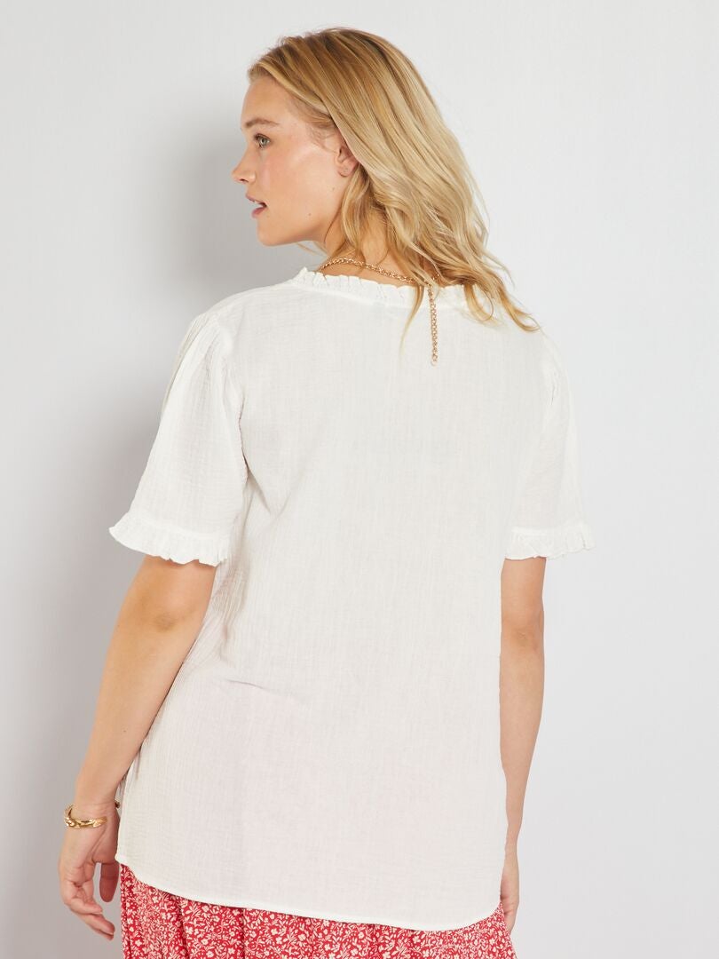 Blouse En Gaze De Coton - Blanc - Kiabi - 20.00€