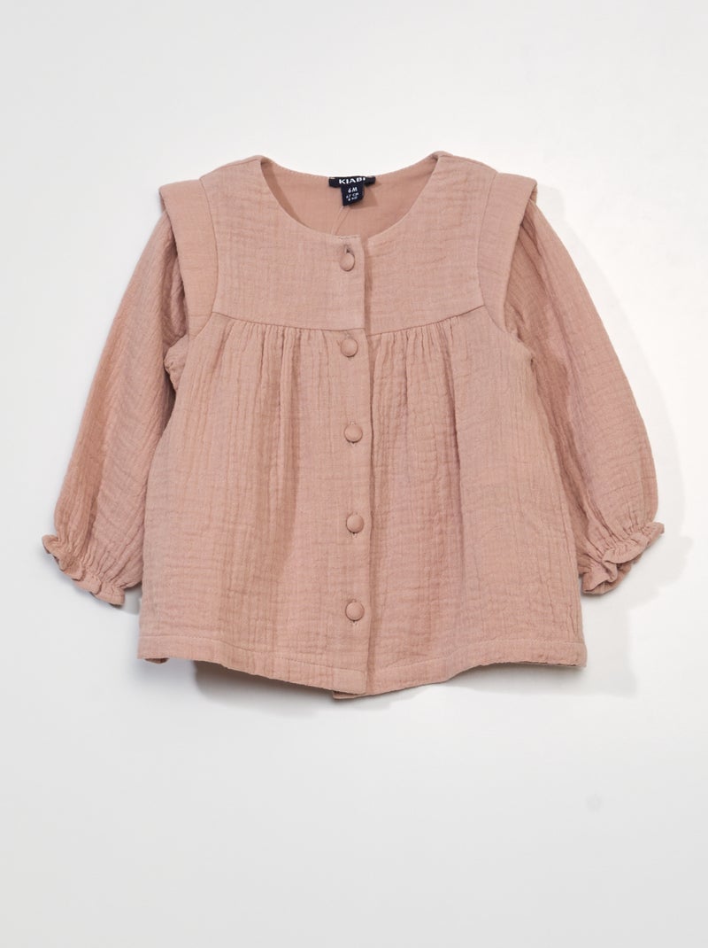 Blouse en gaze de coton Rose - Kiabi