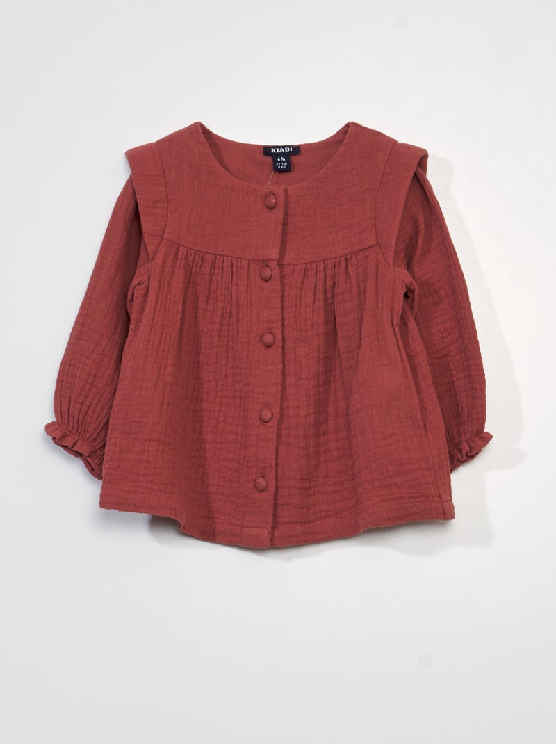 Blouse en gaze de coton Rouge - Kiabi