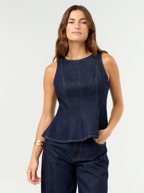 Blouse en jean sans manches - Kiabi Blouse en jean sans manches - Kiabi
