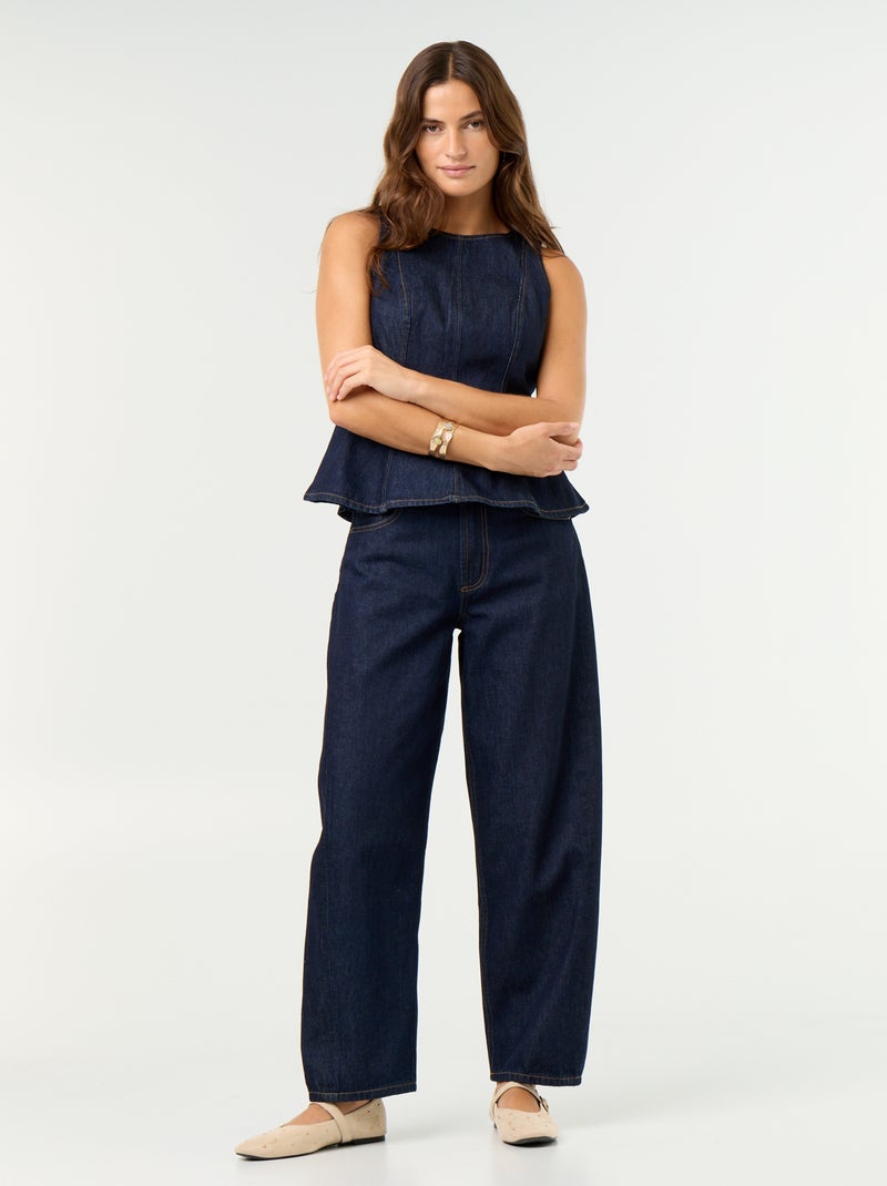 Blouse en jean sans manches Bleu - Kiabi